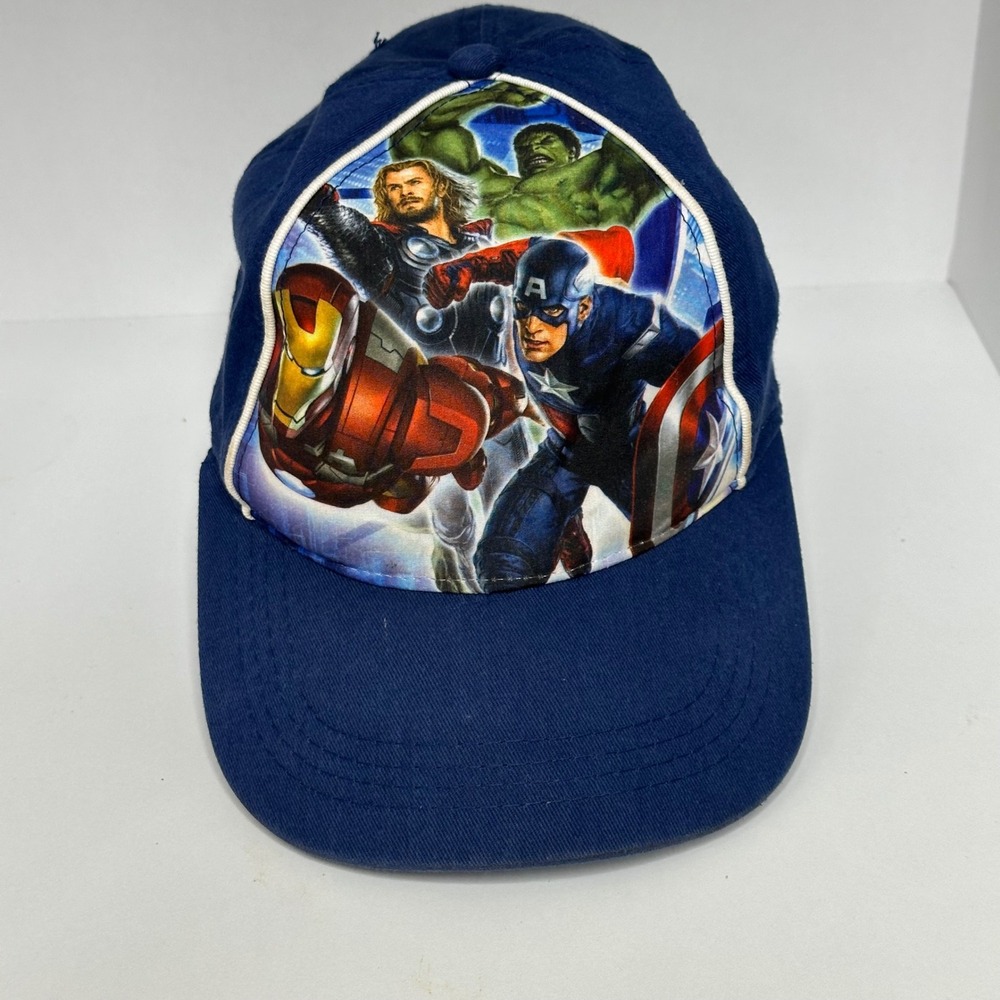 Marvel Men Hat OS Navy Blue Excellent Avengers Iron Man Captain America Hulk